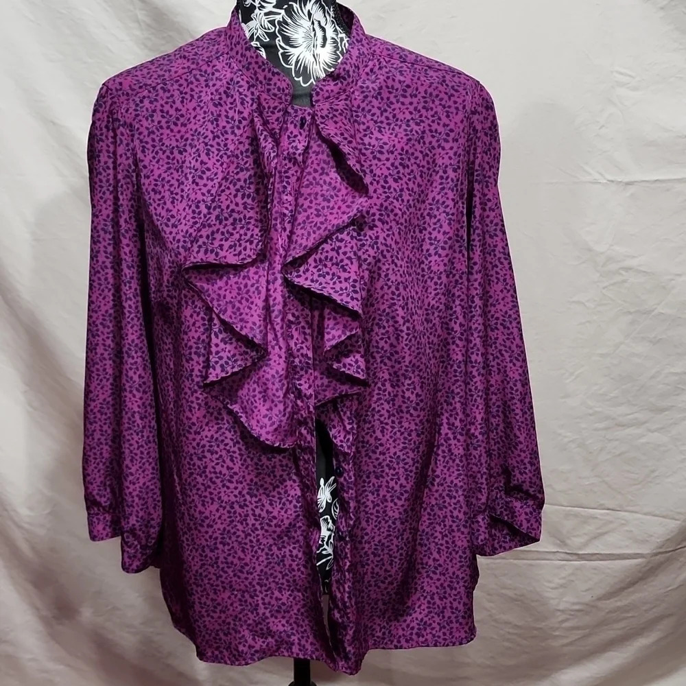 Victorian Purple Ruffle Women's Blouse Size 20